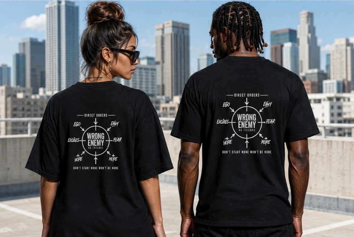 WRONG ENEMY “ AIMING WRONG”  graphic tee’s