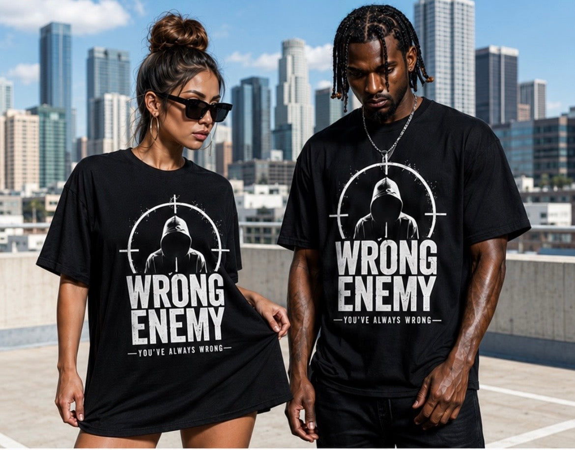 WRONG ENEMY “ AIMING WRONG”  graphic tee’s